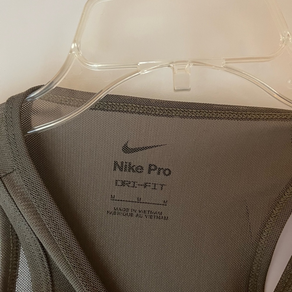 Nike Pro Sports Bra Olive Green and Black - Picture 6 of 11
